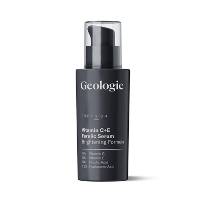 A black bottle labeled Geologie Full Size Add-on featuring details of ingredients and usage steps 1-4.