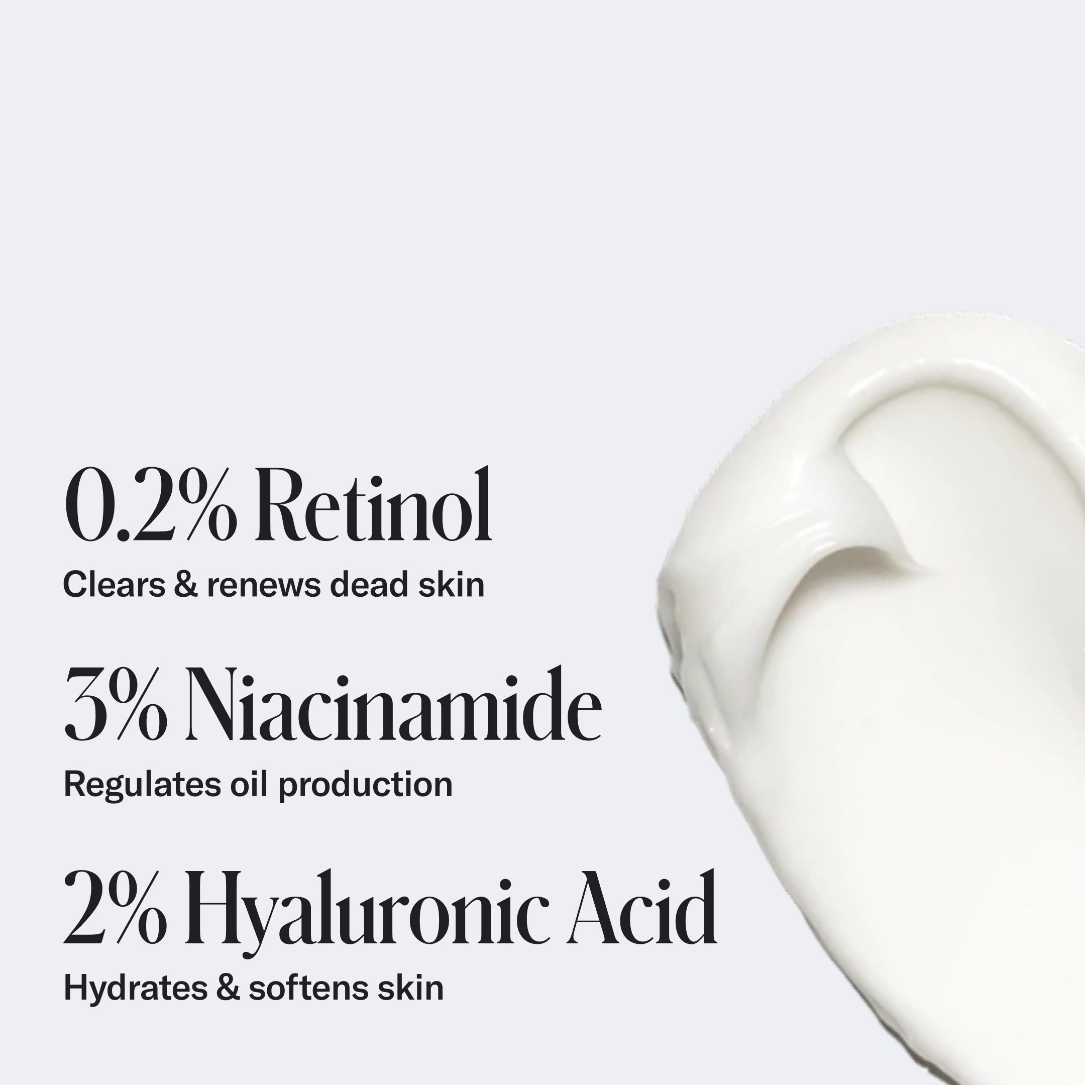 Geologie Skin Repair Moisturizer: White cream with 0.2% Retinol (removes dead skin), 3% Niacinamide (controls oil), and 2% Hyaluronic Acid for deep hydration—ideal for moisturizing and acne treatment.