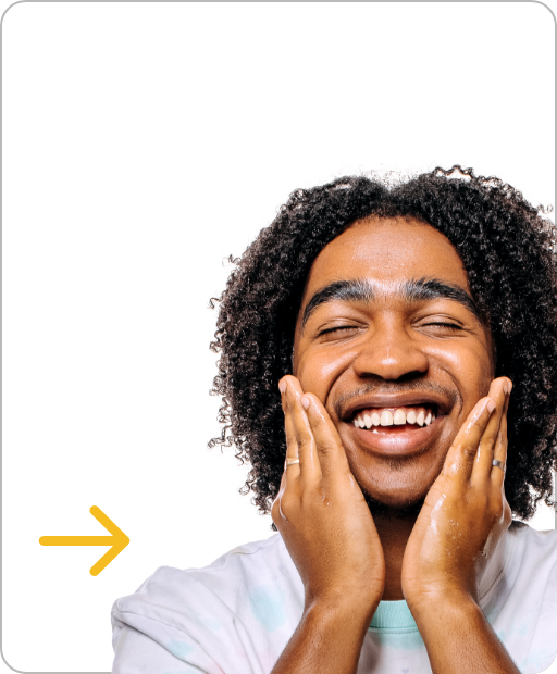 Men keep his hands at face