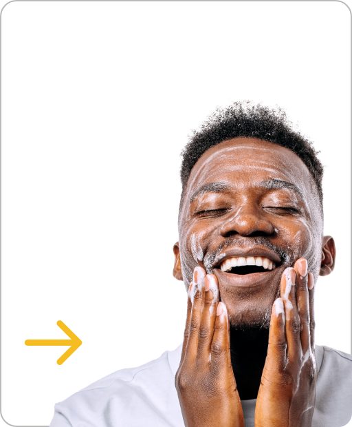 Men keep his hands at face